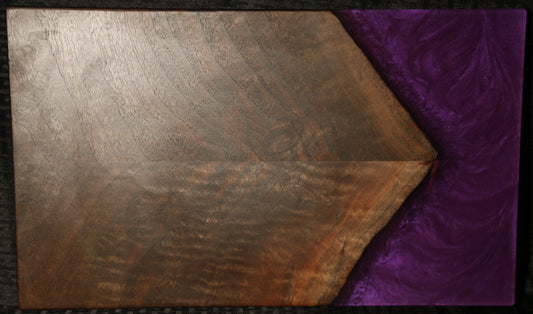 Epoxy Charcuterie Board - Black Walnut - Shimmer Purple - Book Matched
