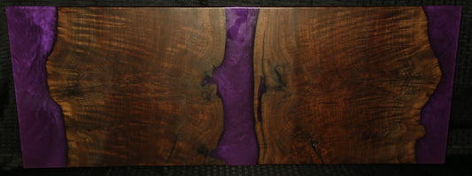Epoxy Charcuterie Board - Black Walnut - Shimmer Purple - Book Matched