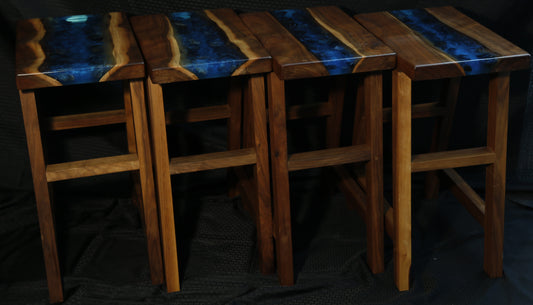 Bar Stools Obsidian River and Black Walnut