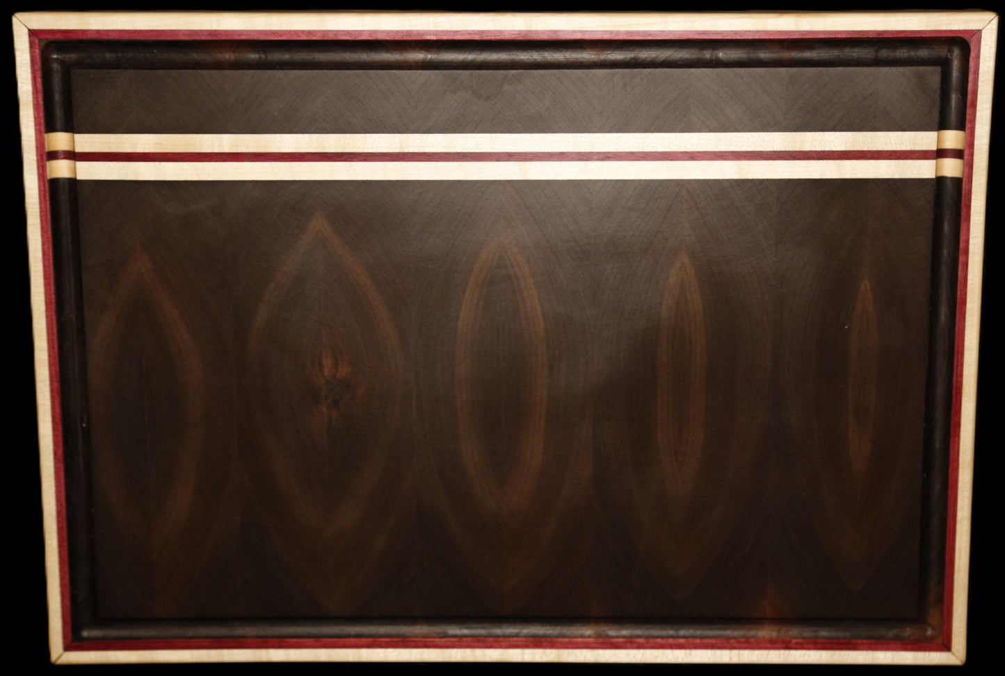 Walnut Oval Pattern End Grain Cutting Board with Maple and Purpleheart